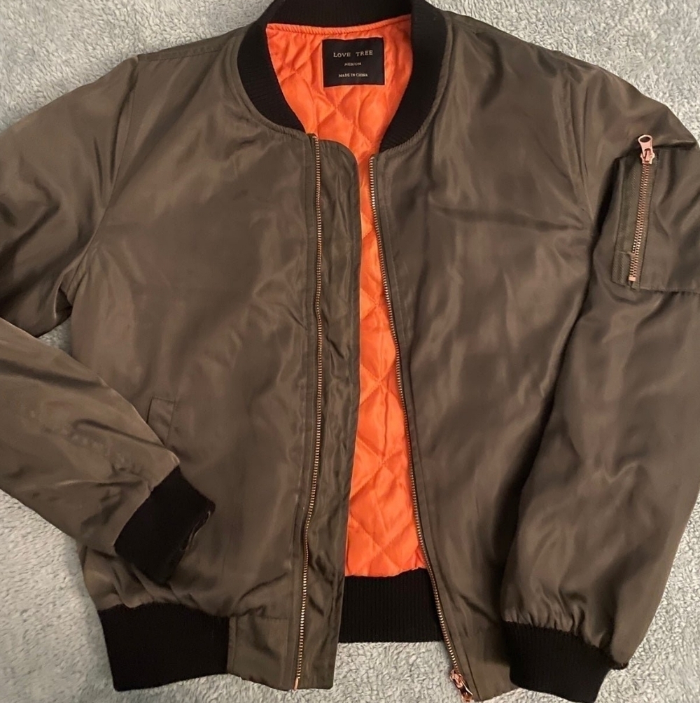 Love Tree Khakhi Olive Green Bomber - Picture 2 of 8